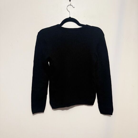 Sarah Spencer Woman Sweater Black 100% Italian Merino Wool Crewneck Classic Prep - Picture 6 of 6